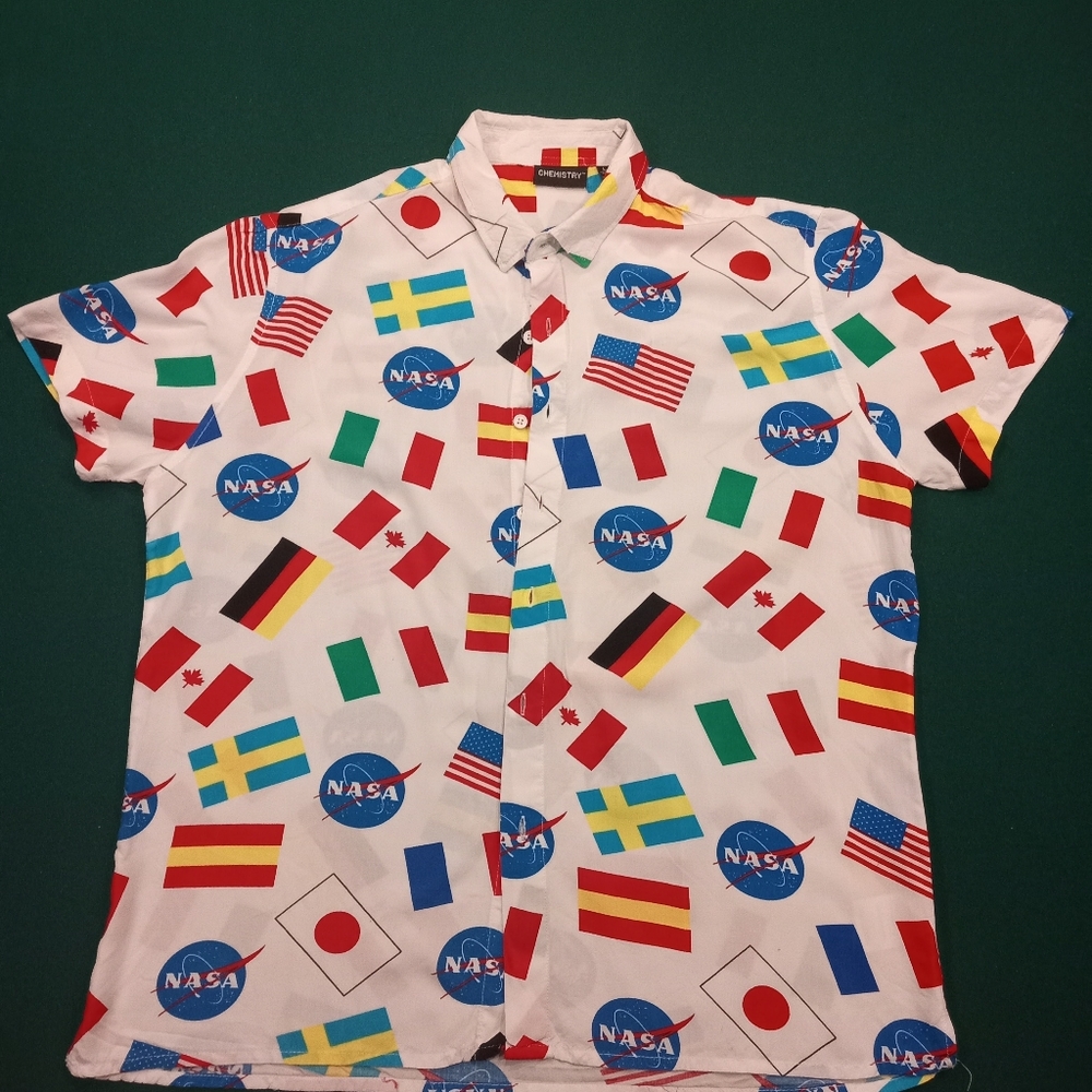 Button Up T With Country Flags